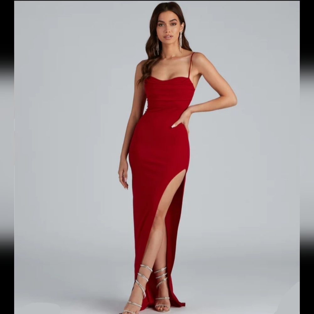 Windsor Lola deep red gown dress